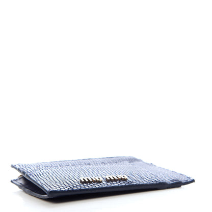 Miu Miu Lizard Zip Card Holder Blue 4 of 6