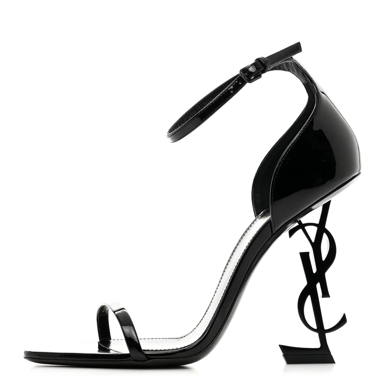Saint Laurent Patent Calfskin Opyum 110 Sandals 38.5 Black 1 of 8