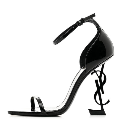 Saint Laurent Patent Calfskin Opyum 110 Sandals 38.5 Black 1 of 8