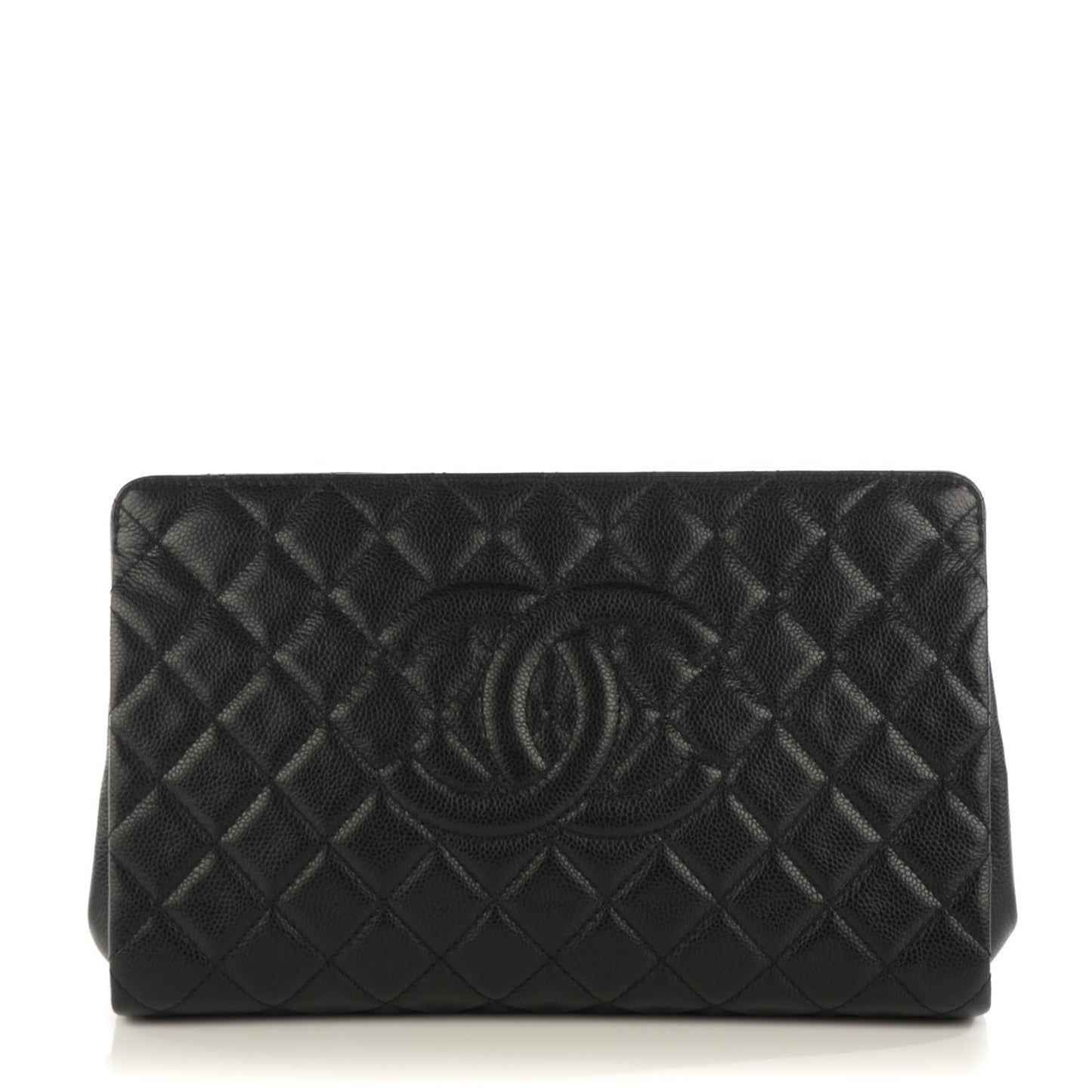 Caviar Quilted CC Large Clutch Black