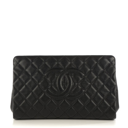 Chanel Caviar Quilted CC Large Clutch Black 1 of 7
