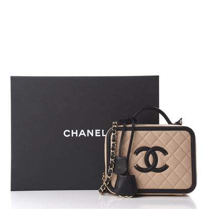 Chanel Caviar Quilted Medium CC Filigree Vanity Case Beige Black 11 of 11