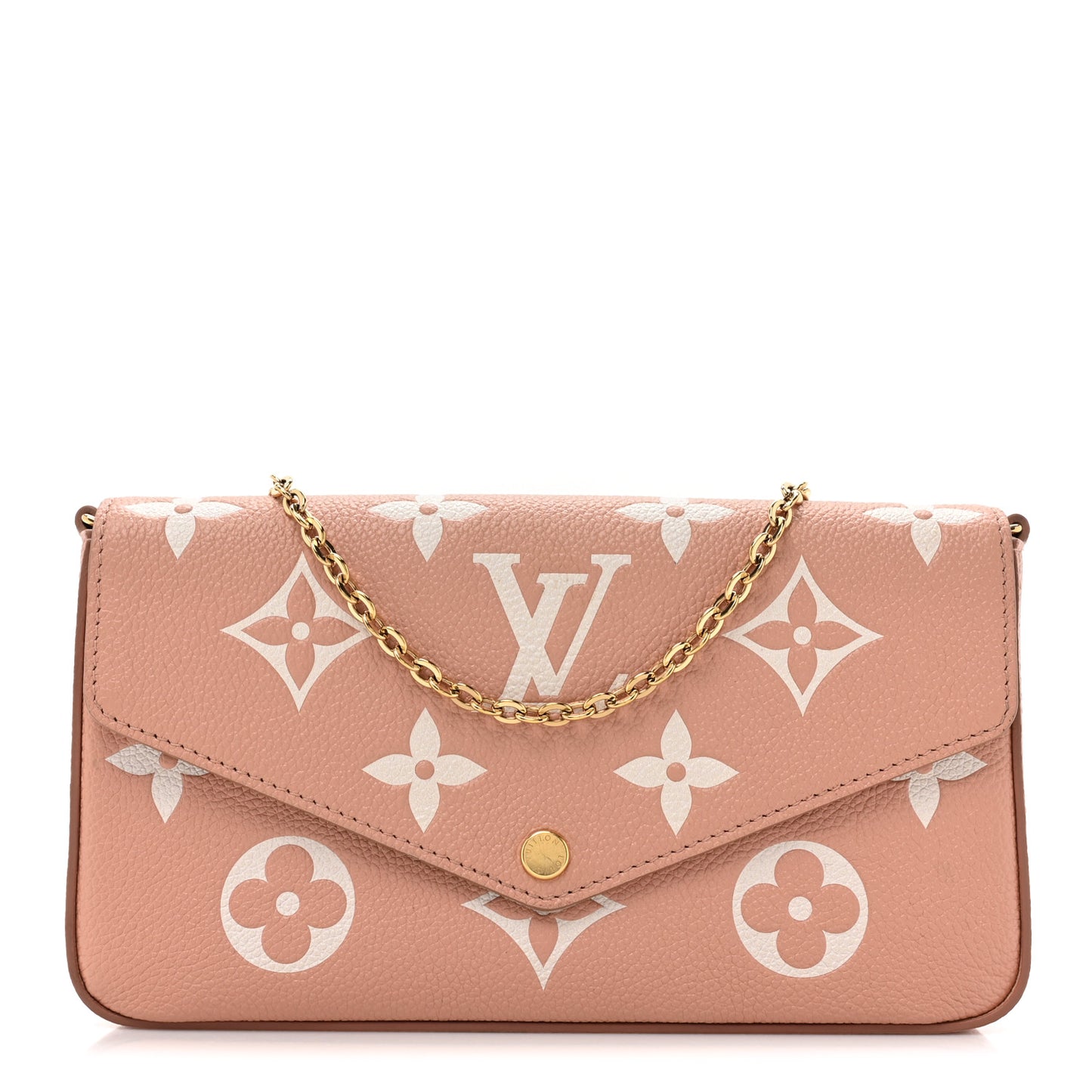 Empreinte Monogram Giant Felicie Pochette Chain Wallet Rose Trianon Creme