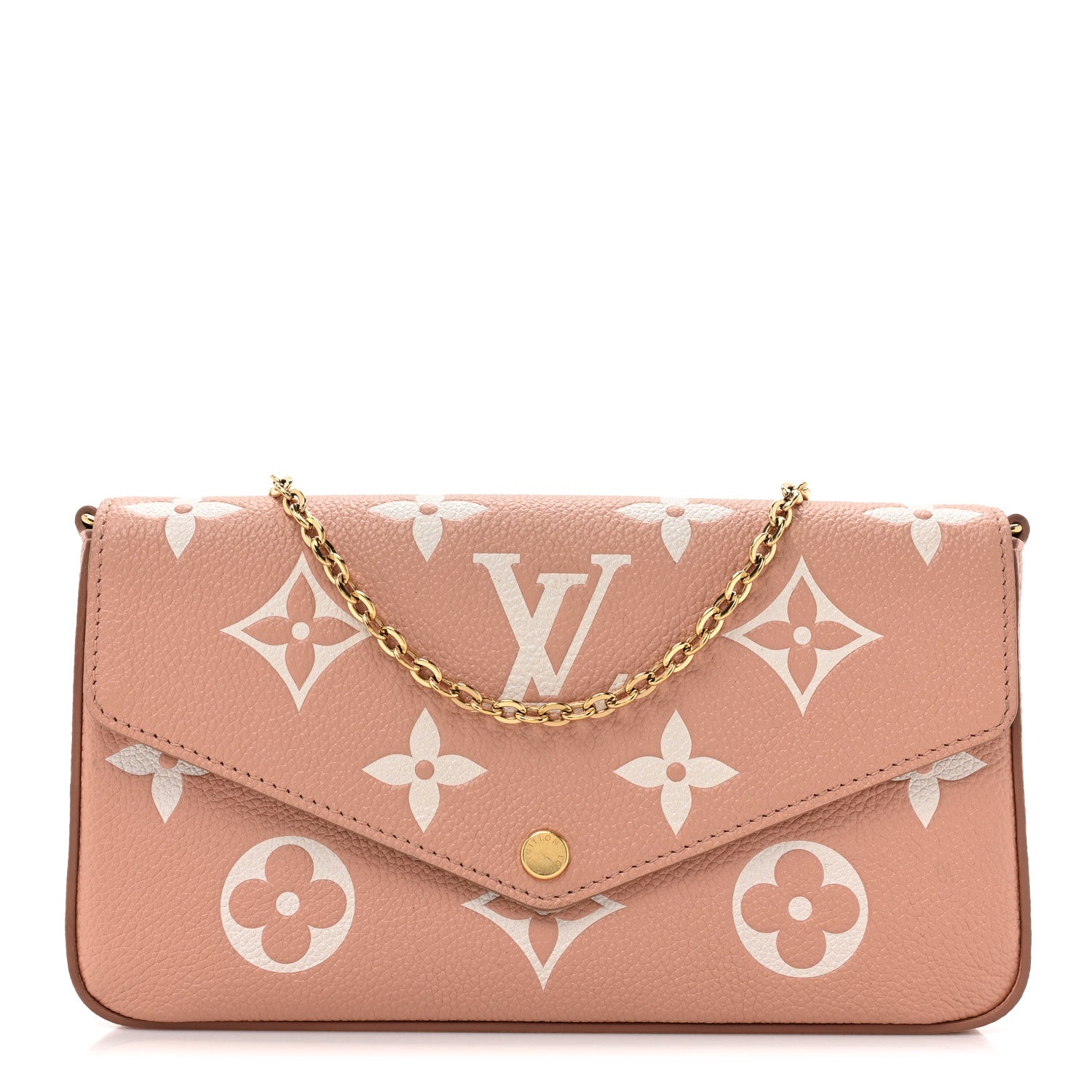Louis Vuitton Empreinte Monogram Giant Felicie Pochette Chain Wallet Rose Trianon Creme 1 of 14