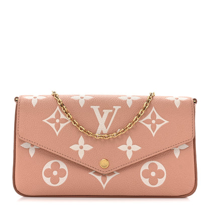 Louis Vuitton Empreinte Monogram Giant Felicie Pochette Chain Wallet Rose Trianon Creme 1 of 14
