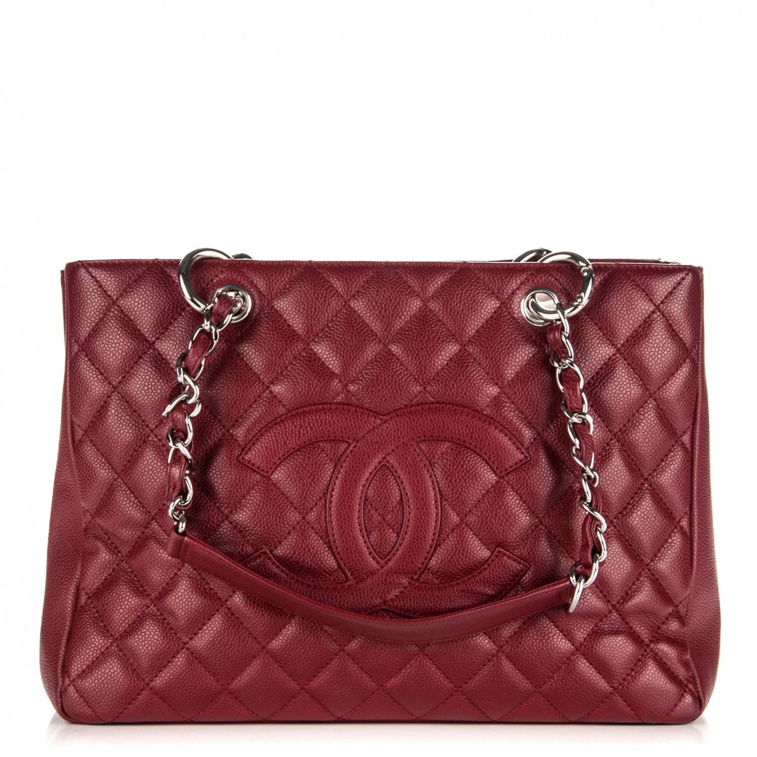 Chanel Caviar Quilted Grand Shopping Tote GST Red 1 of 7
