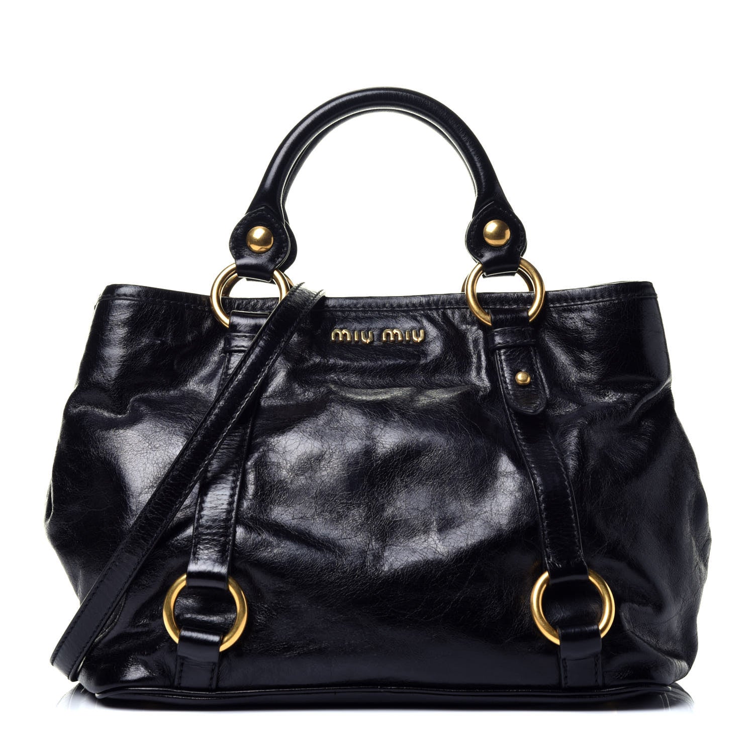 Miu Miu Vitello Shine Tote Black 1 of 10