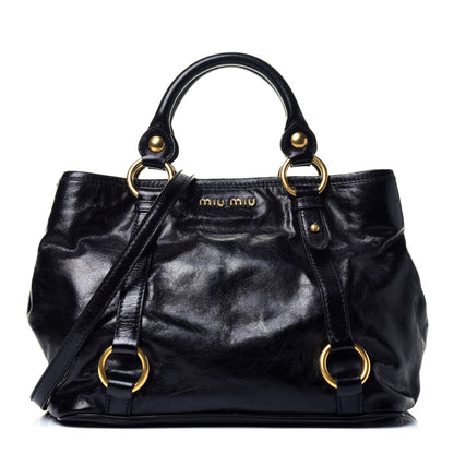 Miu Miu Vitello Shine Tote Black 1 of 10