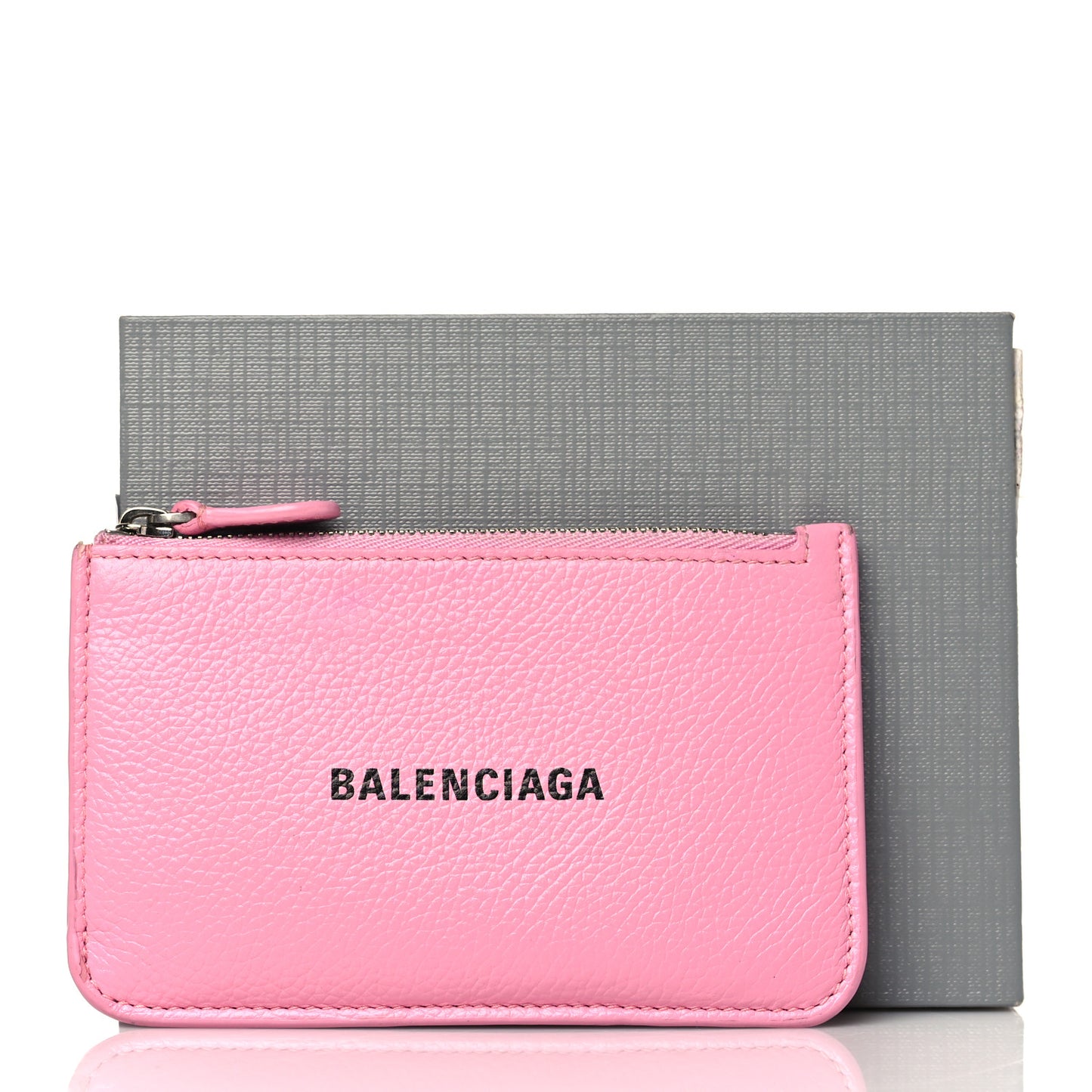 Grained Calfskin Logo Large Cash Long Coin Card Holder Rose Black