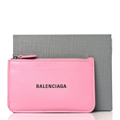 Balenciaga Grained Calfskin Logo Large Cash Long Coin Card Holder Rose Black 8 of 8