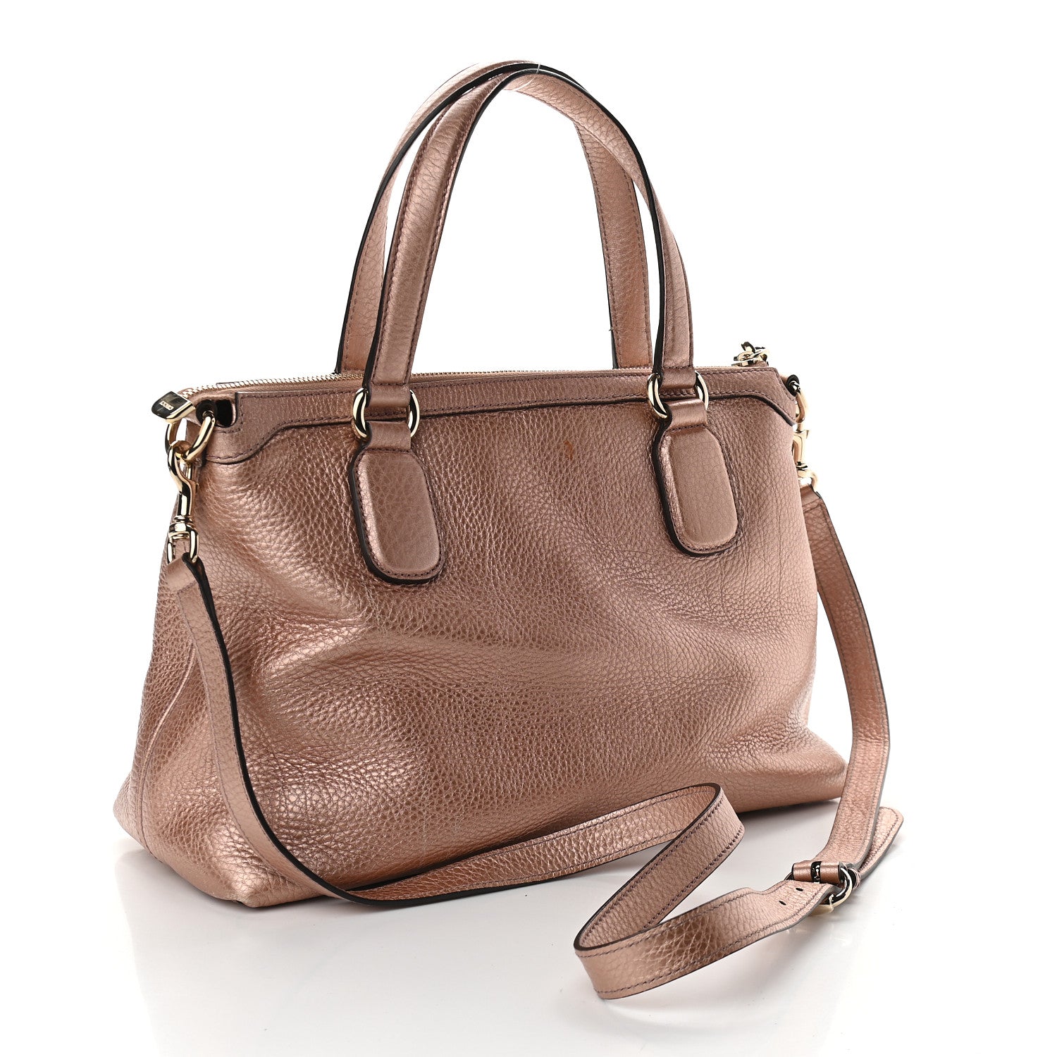 Gucci Metallic Cellarius Calfskin Small Soho Top Handle Satchel Pink 2 of 10