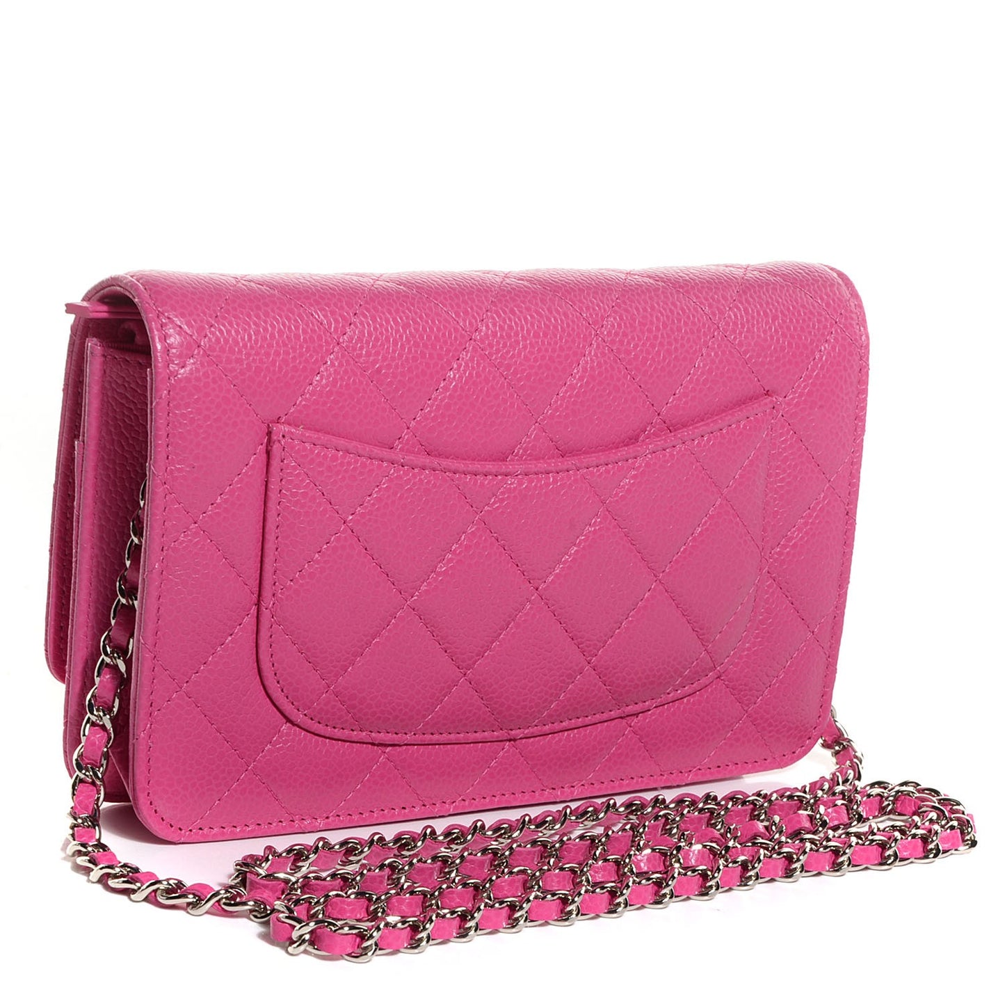 Caviar Quilted Wallet On Chain WOC Dark Pink