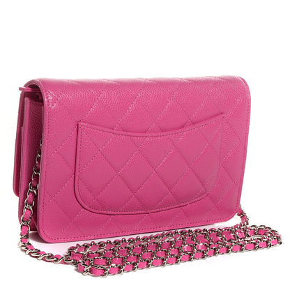 Chanel Caviar Quilted Wallet On Chain WOC Dark Pink 3 of 9