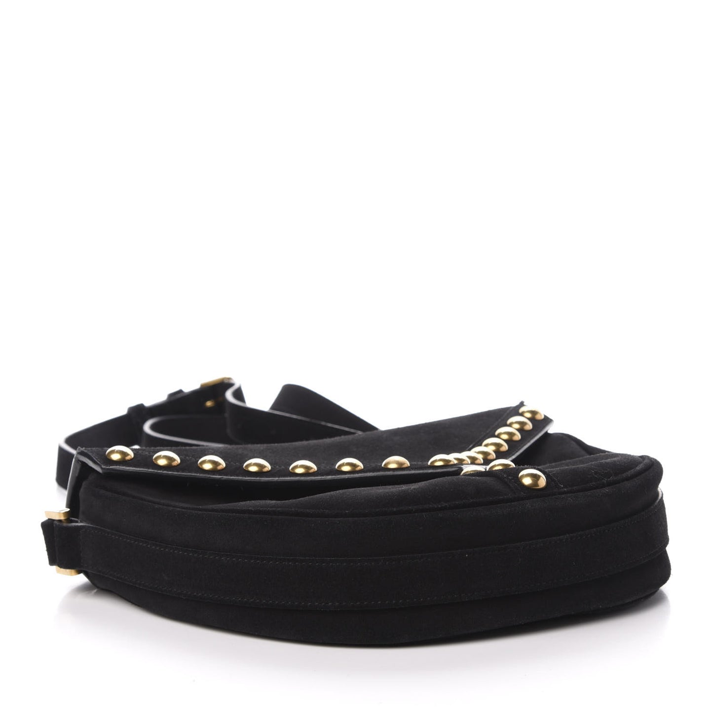 Suede Y Studs Crossbody Bag Black