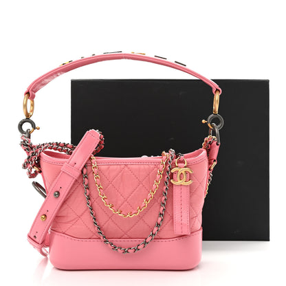 Chanel Aged Calfskin Quilted Small Gabrielle Logo Hobo Rose 13 of 13