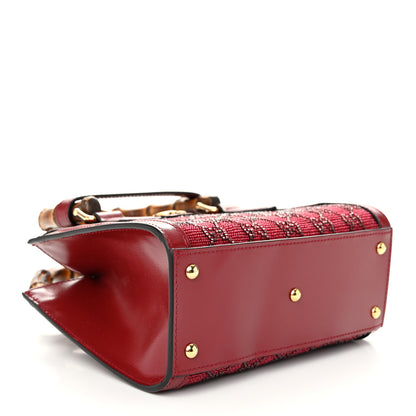 Gucci New Canvas Charisma Calfskin Crystal GG Monogram Mini Diana Tote Bag New Cherry Red 4 of 10