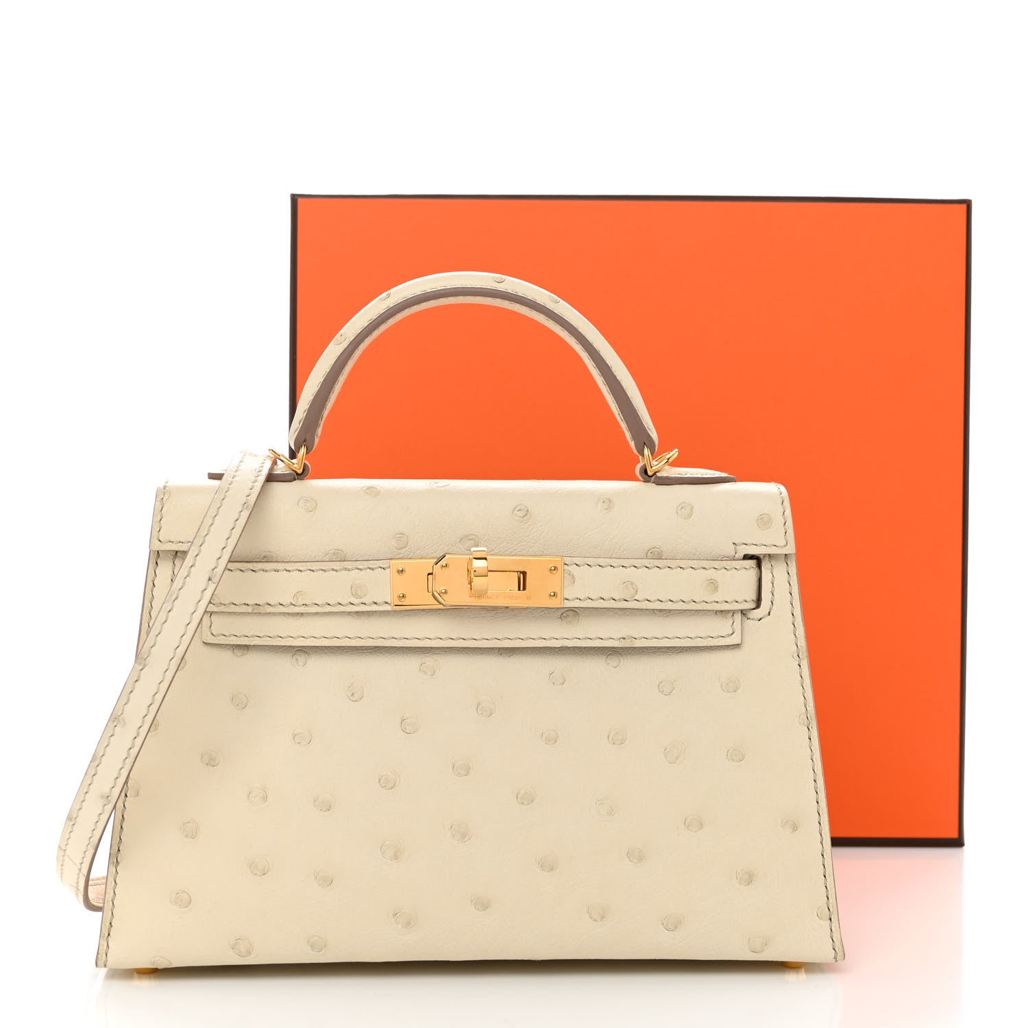 Hermes Ostrich Kelly Sellier Mini 20 Beton 11 of 11