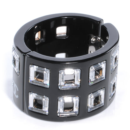 Chanel Resin Baguette Crystal CC Cuff Black 5 of 6