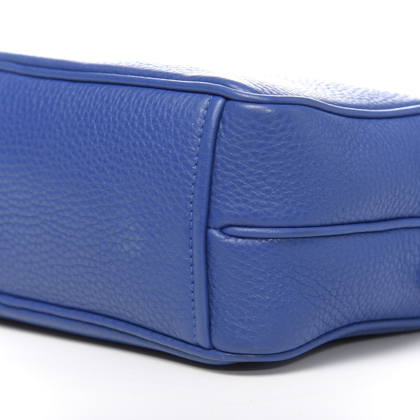 Vitello Daino Medium Double Zip Shoulder Bag Azzurro