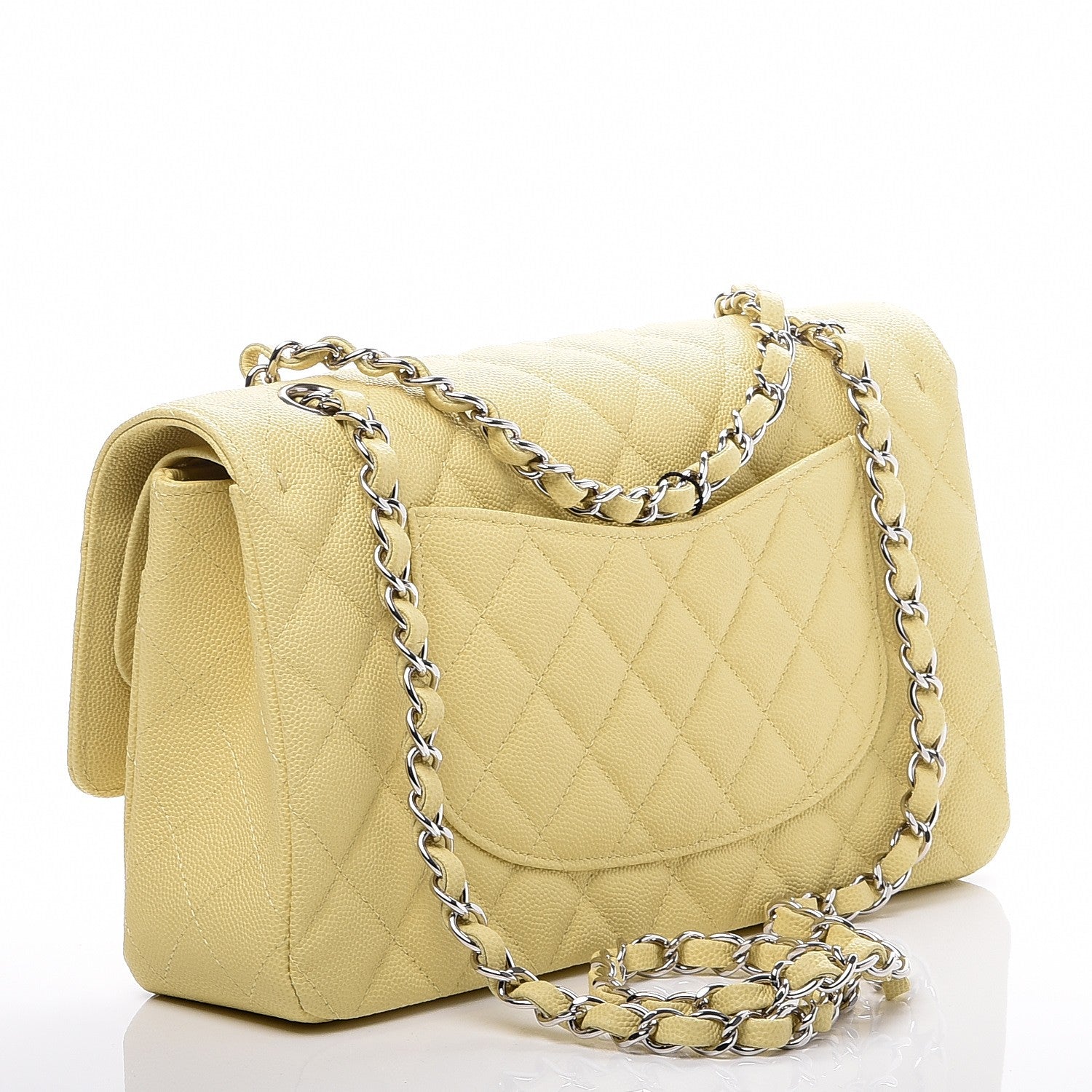 Chanel Caviar Quilted Medium Double Flap Light Yellow 3 of 8