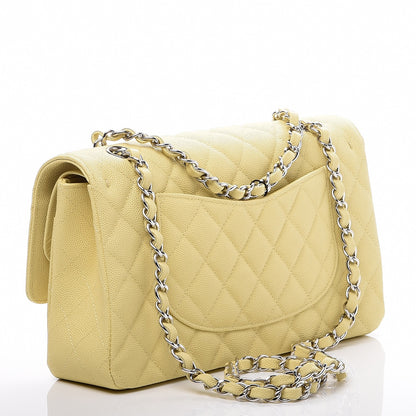 Chanel Caviar Quilted Medium Double Flap Light Yellow 3 of 8