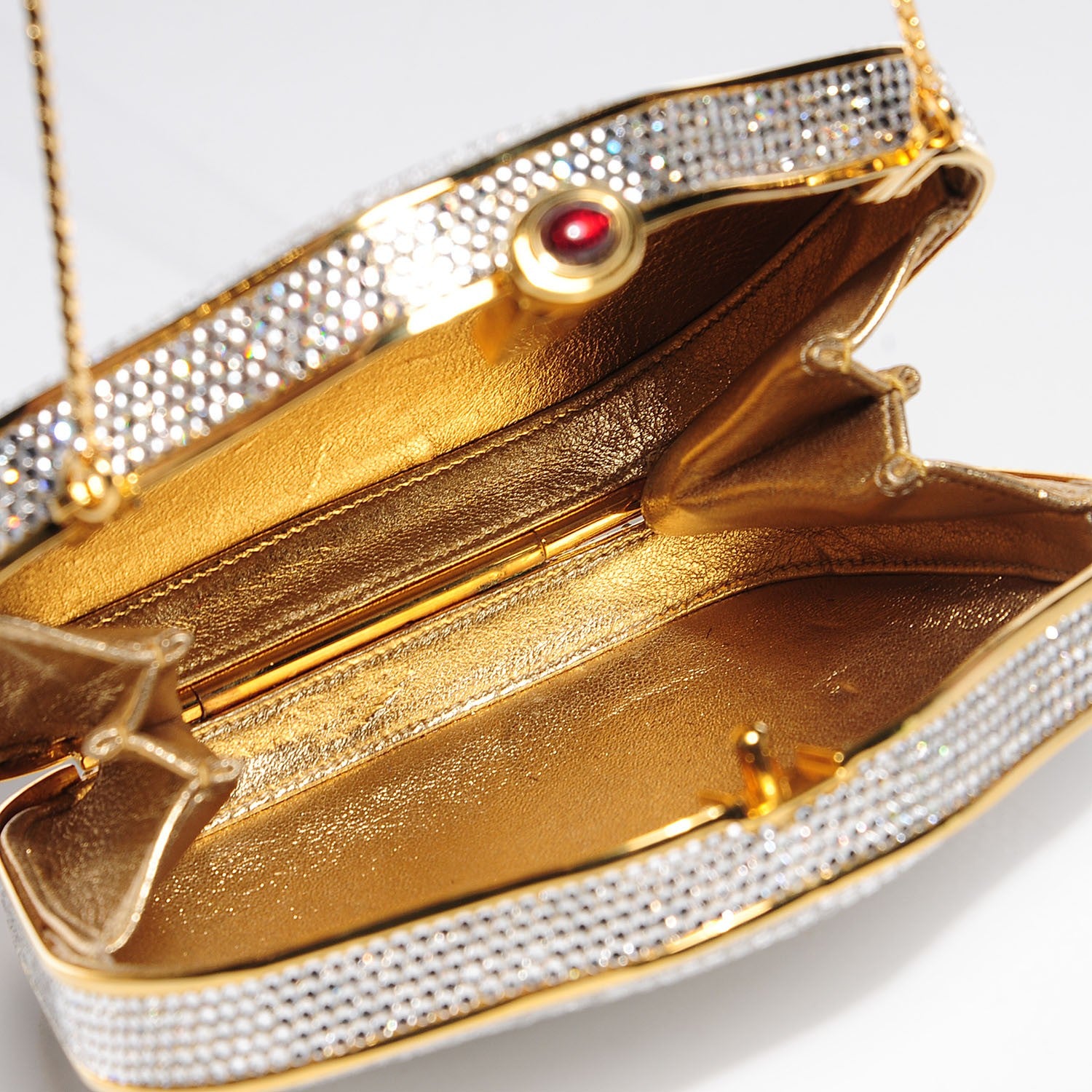 Judith Leiber Swarovski Crystal Minaudiere Clutch Gold 8 of 8