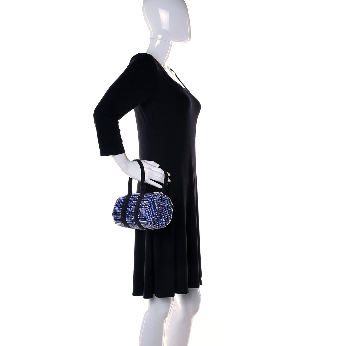 Mesh Crystal Rhinestone Mini Cruiser Duffle Cobalt