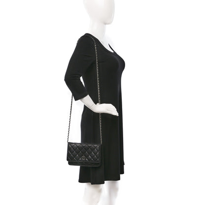Chanel Lambskin Quilted Wallet On Chain WOC Black 2 of 10