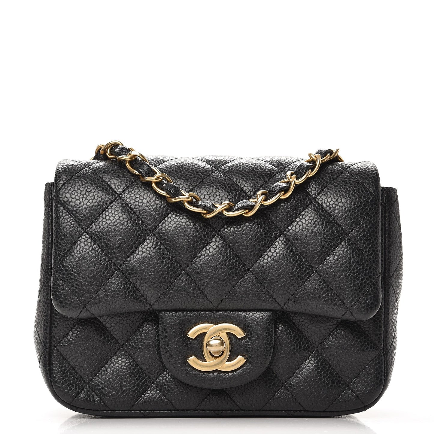 Caviar Quilted Mini Square Flap Dark Charcoal