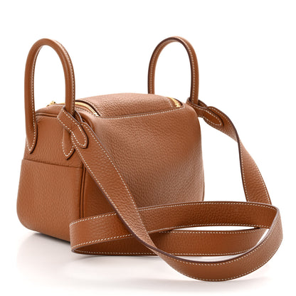 Hermes Taurillon Clemence Mini Lindy 20 Gold 3 of 10