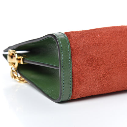 Gucci Suede Calfskin GG Web Small Ophidia Chain Shoulder Bag Brown Red Green 8 of 10