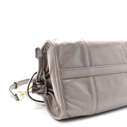 Prada Glossy Calfskin Triangle Medium Bonnie Shoulder Bag Peltro 8 of 9