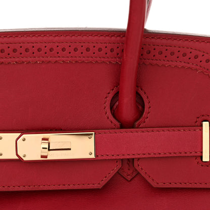 Hermes Tadelakt Ghillies Birkin 35 Rubis 14 of 20