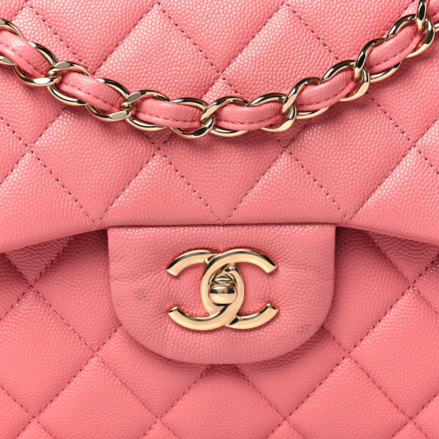 Chanel Caviar Quilted Jumbo Double Flap Dark Pink 10 of 10