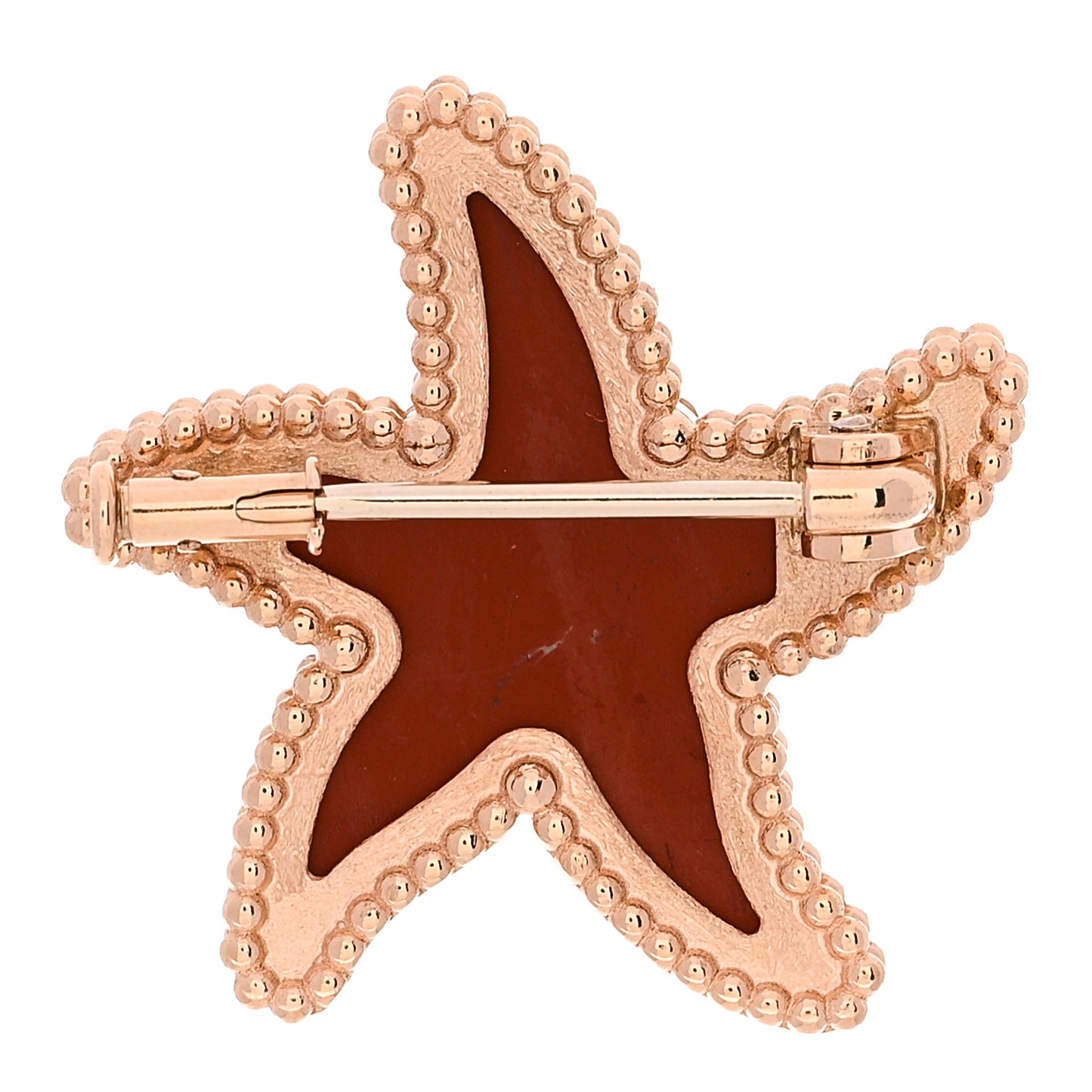 18K Rose Gold Jasper Lucky Summer Starfish Brooch Clip