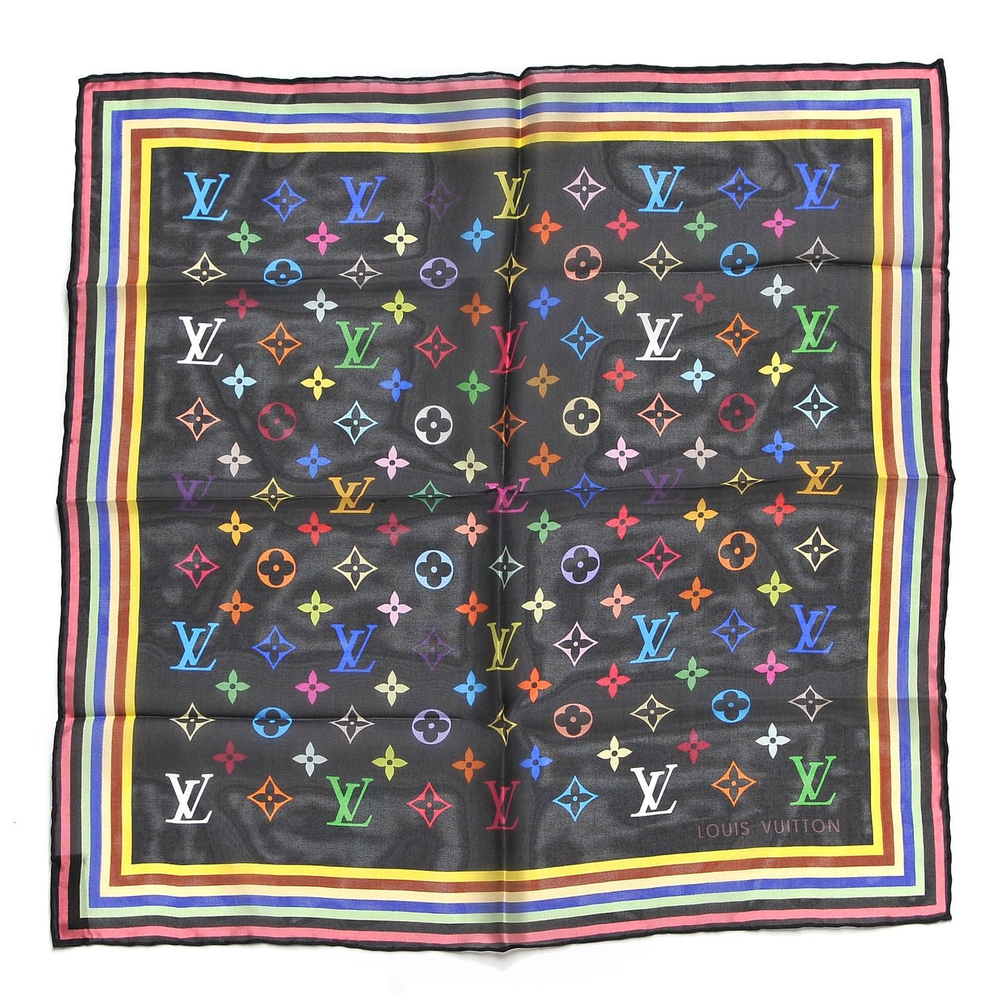 Silk Multicolor Scarf Black