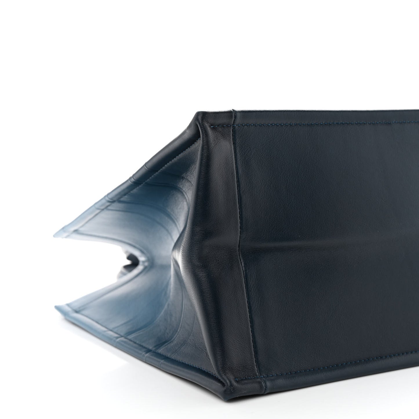 Gradient Smooth Calfskin Embossed Medium Book Tote Indigo Blue