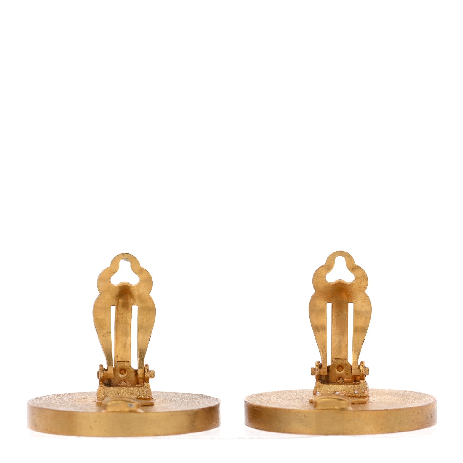 Chanel CC Clip On Earrings Red Gold 3 of 4