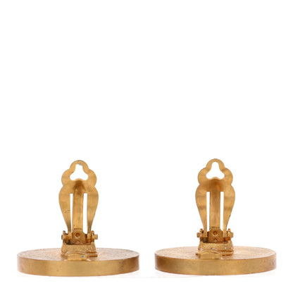Chanel CC Clip On Earrings Red Gold 3 of 4
