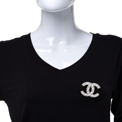 Chanel Metal Quilted CC Brooch Silver Gold 2 of 5