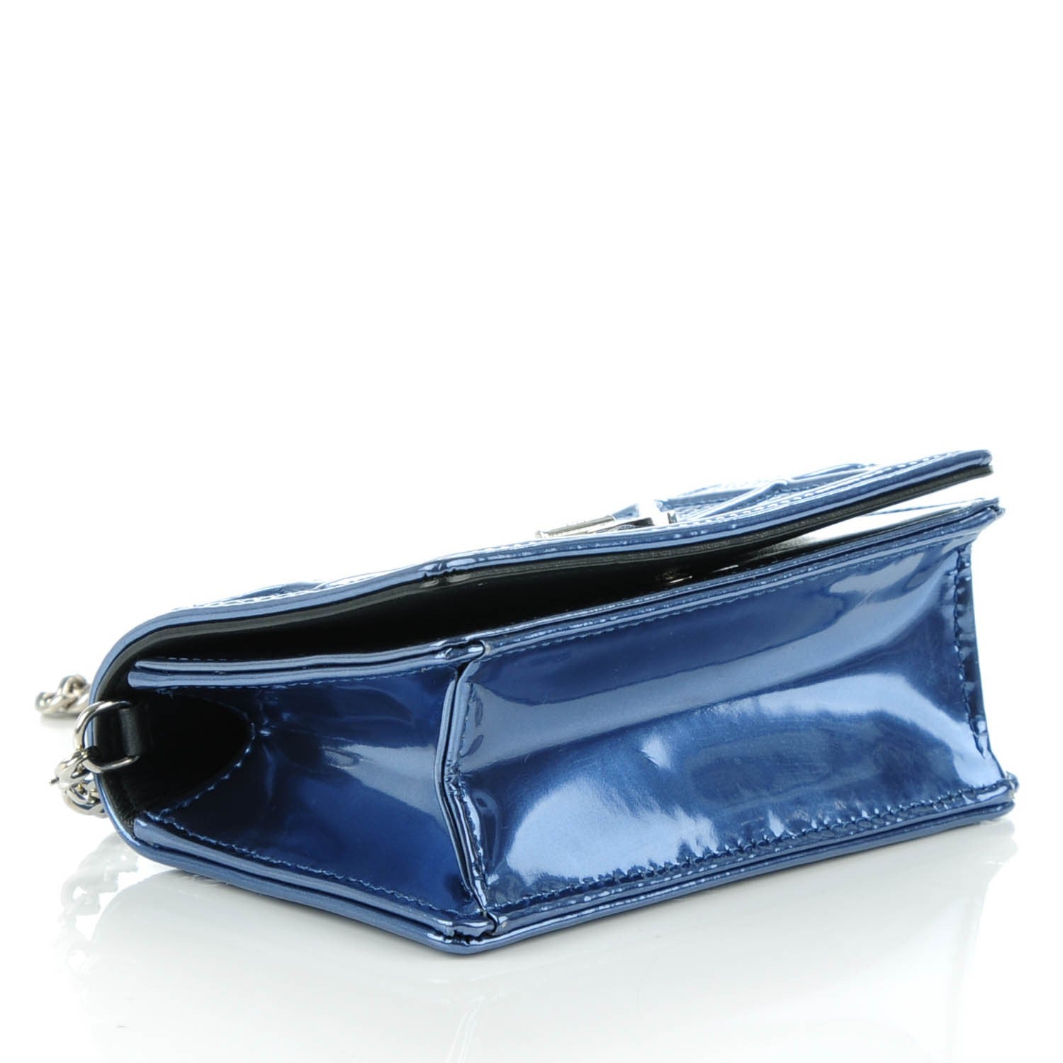 Christian Dior Metallic Patent Micro-Cannage Baby Diorama Flap Bag Blue 4 of 7
