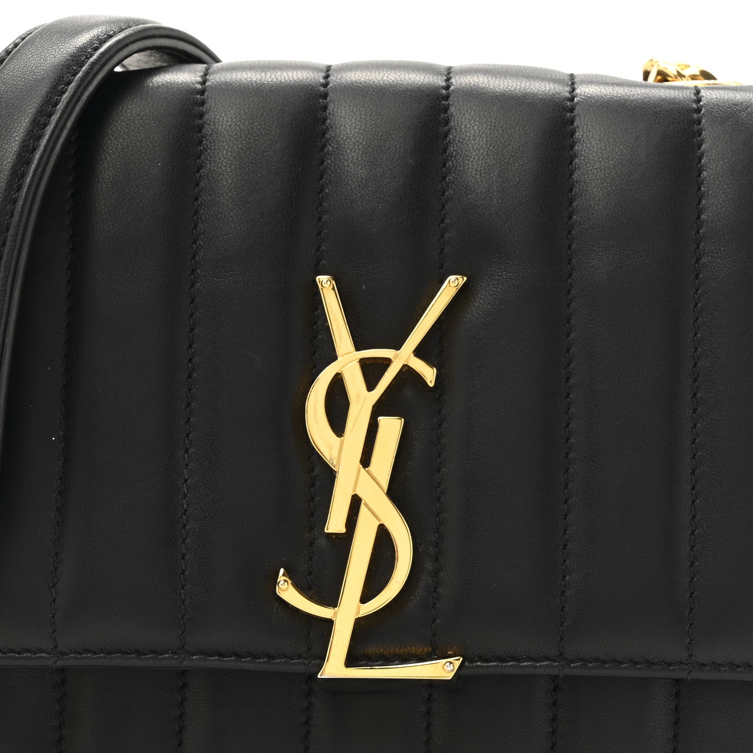 Saint Laurent Lambskin Matelasse Monogram Small Vicky Chain Bag Black 8 of 15