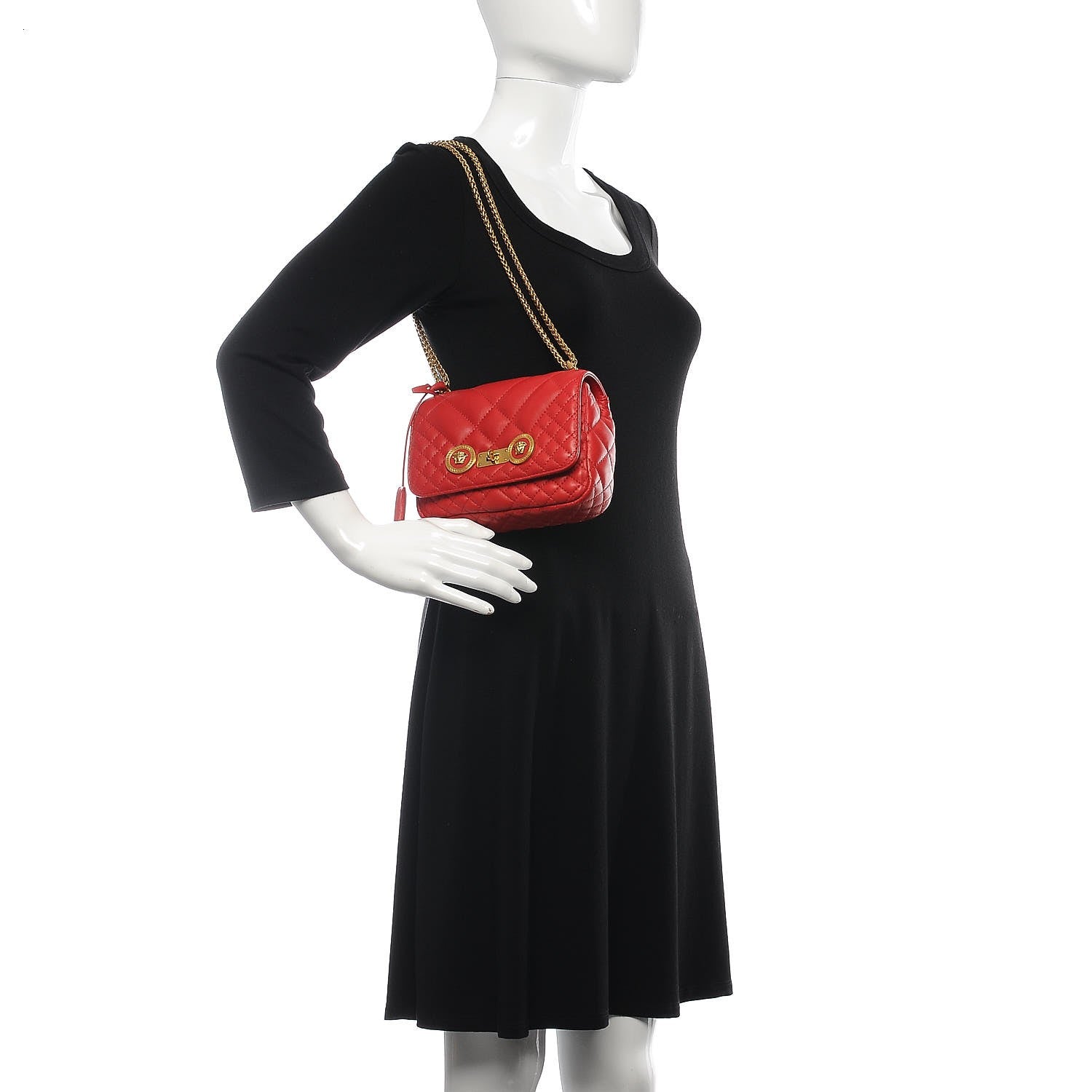 Versace Napa Quilted Printed Icon Small Crossbody Bag Red 2 of 7