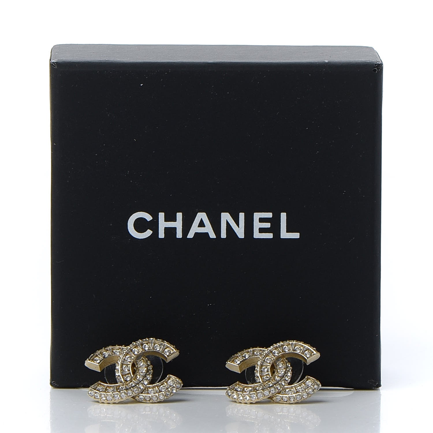 Chanel Crystal Timeless CC Earrings Light Gold 5 of 5