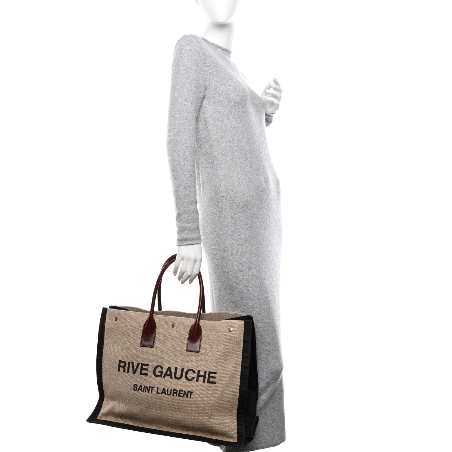 Saint Laurent Linen Calfskin Rive Gauche Tote Natural 3 of 12