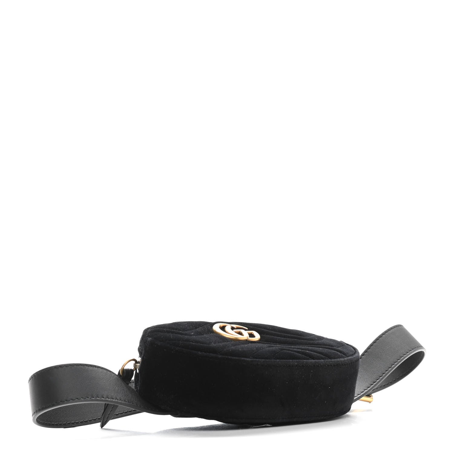 Gucci Velvet Matelasse GG Marmont Belt Bag 85 34 Black 4 of 11