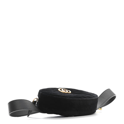 Gucci Velvet Matelasse GG Marmont Belt Bag 85 34 Black 4 of 11