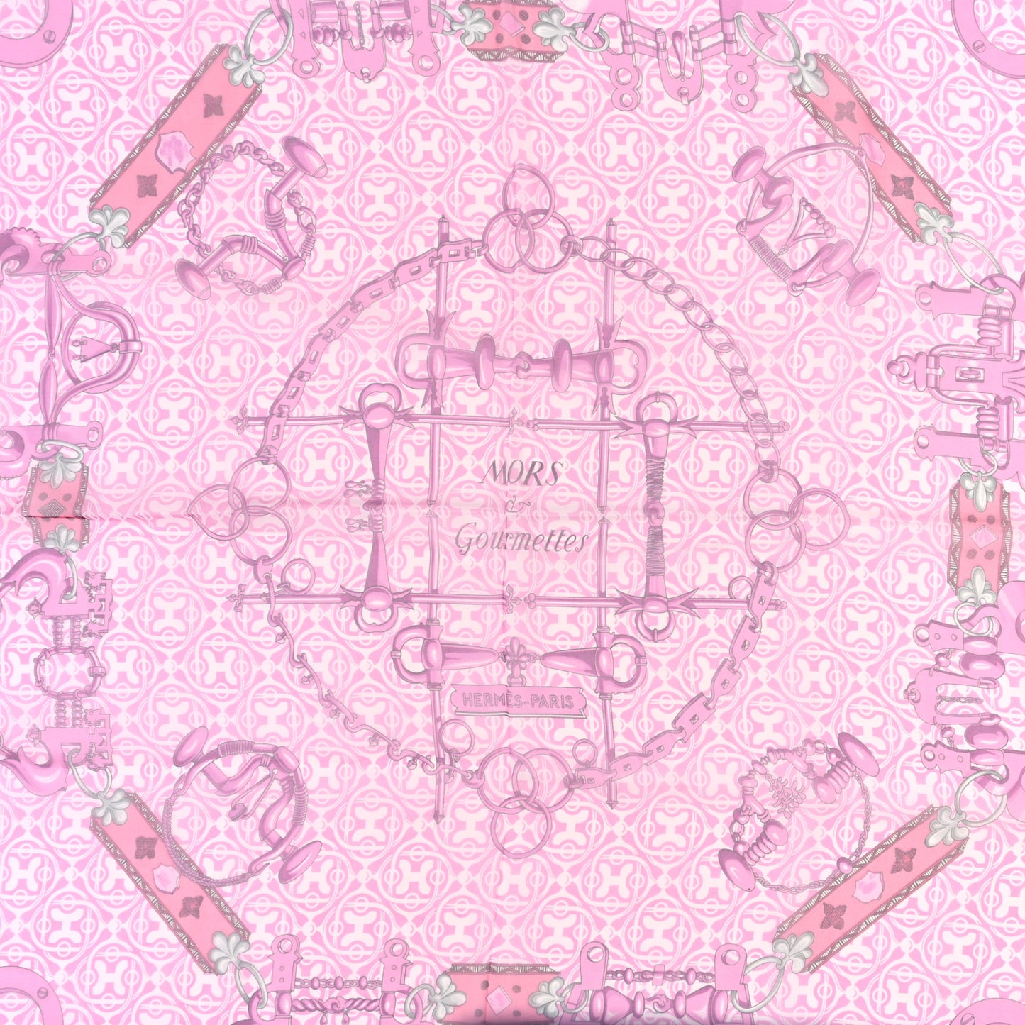 Chale Silk Mousseline Mors Et Gourmettes Remix Shawl 140 Rose Bonbon White
