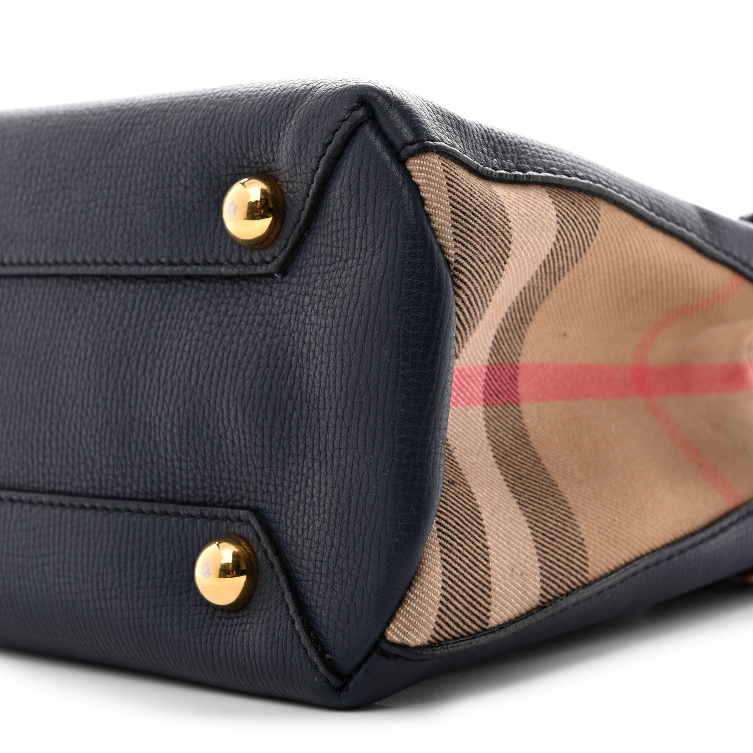 Burberry Grainy Calfskin House Check Small Banner Tote Ink Blue 9 of 12