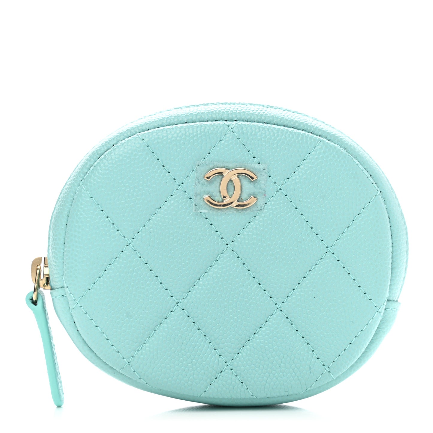 Caviar Quilted Zip Around Classic Coin Purse Light Blue